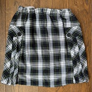 Lands' End GIRLS 16 SLIM White Plaid Skirt With Shorts And Adjustable Waist